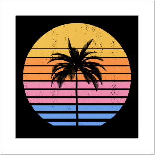 Palm Tree Vintage Sunset Posters and Art